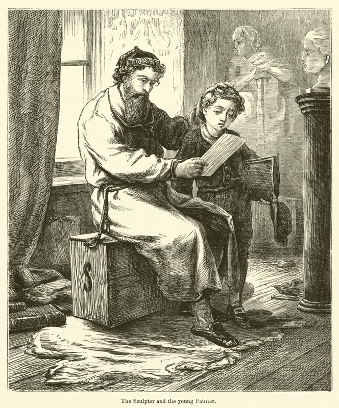 The Sculptor and the Young Painter by English School
