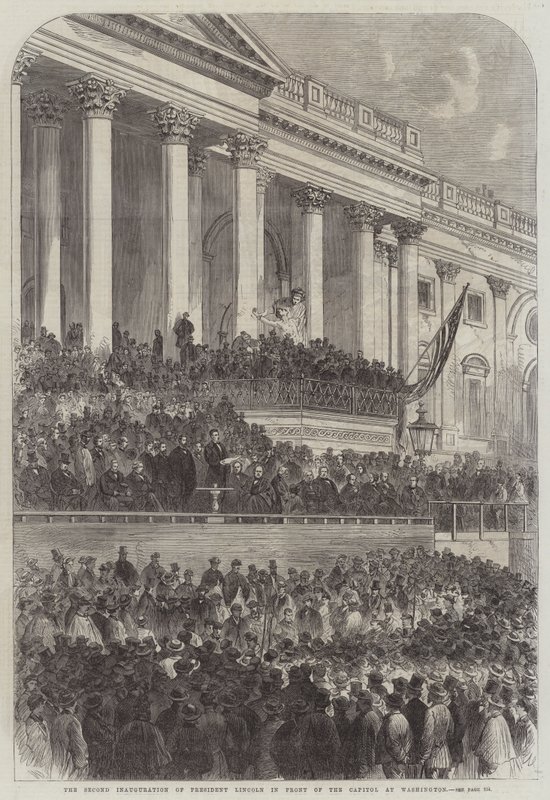 The Second Inauguration of President Lincoln in front of the Capitol at Washington by English School