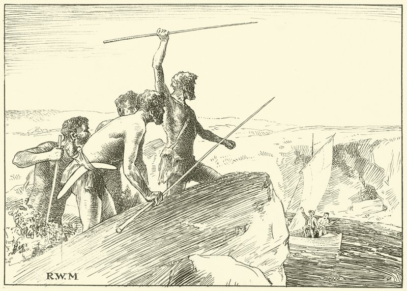 They Shook Their Spears at the White Men by English School