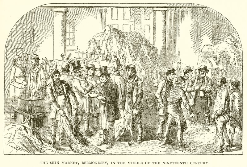 The Skin Market, Bermondsey, in the Middle of the Nineteenth Century by English School