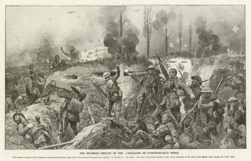 The Splendid Exploit of the Canadians on Passchendaele Ridge, World War I by English School
