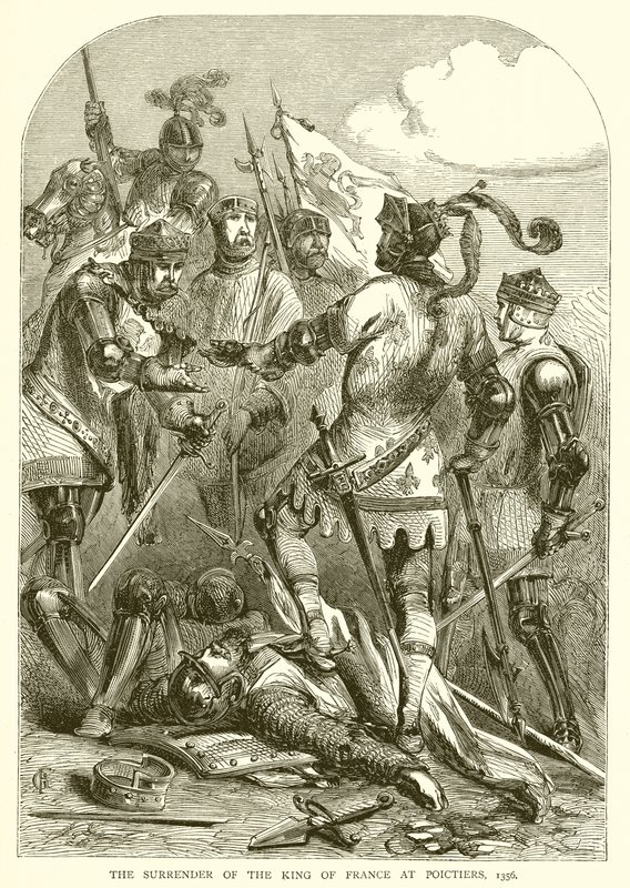 The Surrender of the King of France at Poictiers, 1356 by English School
