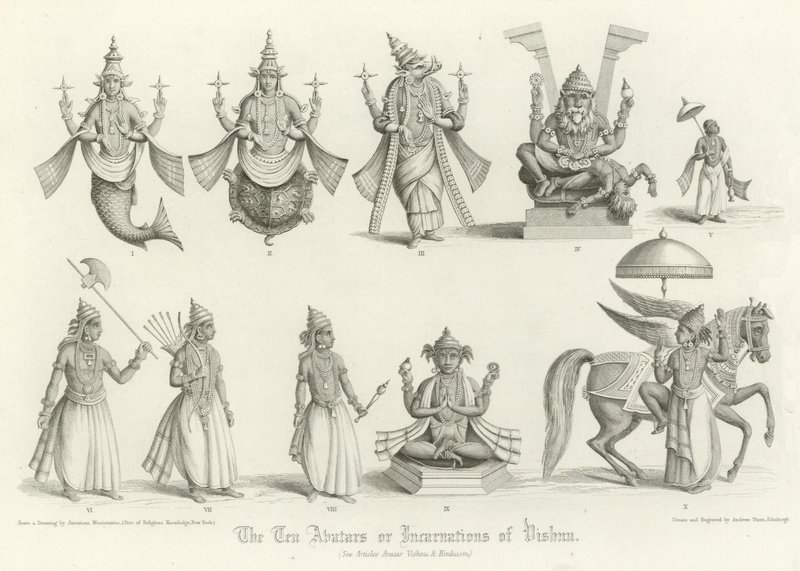 The Ten Avatars or Incarnations of Vishnu by English School