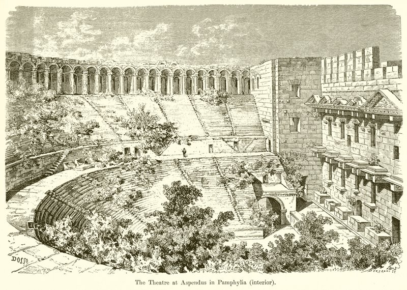 The Theatre at Aspendus in Pamphylia (interior) by English School