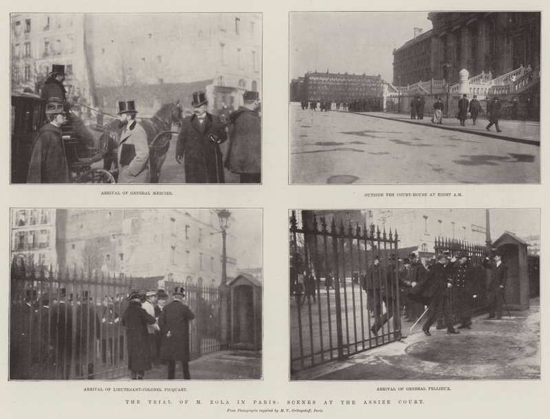 The Trial of M Zola in Paris, Scenes at the Assize Court by English School