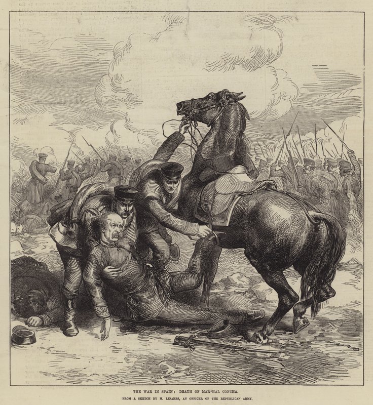 The War in Spain, Death of Marshal Concha by English School