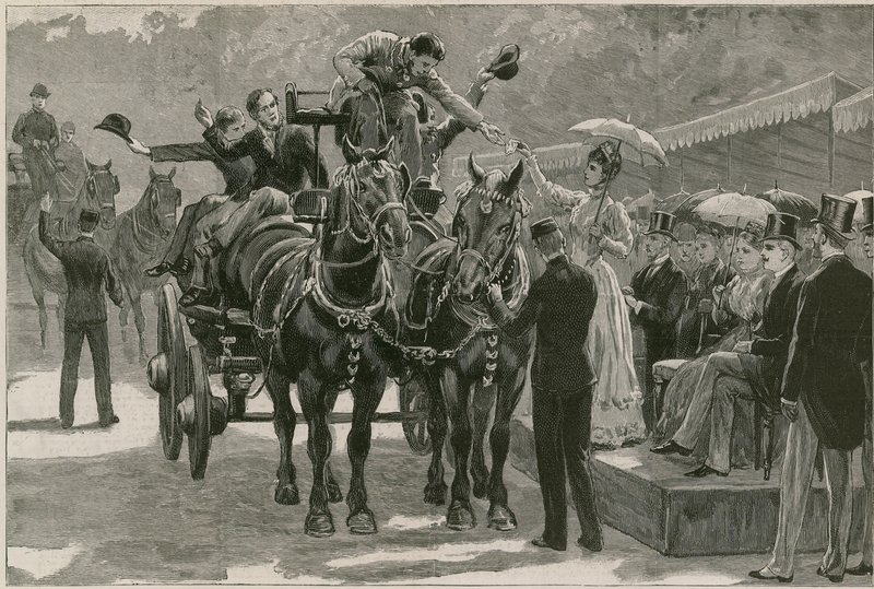 The Whit Monday Carthorse Parade in Regents Park; Princess May Presenting the Badges by English School