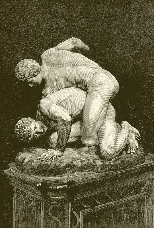 The Wrestlers. Marble Group in the Uffizi Gallery in Florence by English School