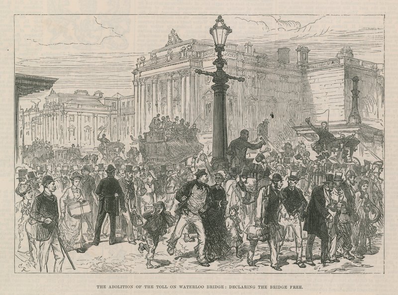The Abolition of the Toll on Waterloo Bridge by English School