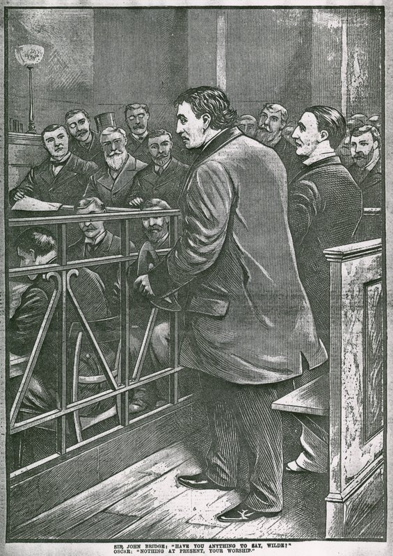 The arrest of Oscar Wilde: Wilde in the dock by English School