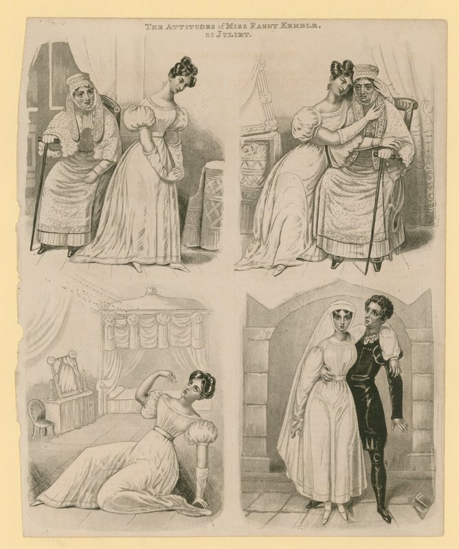 The attitudes of Miss Fanny Kemble as Juliet by English School
