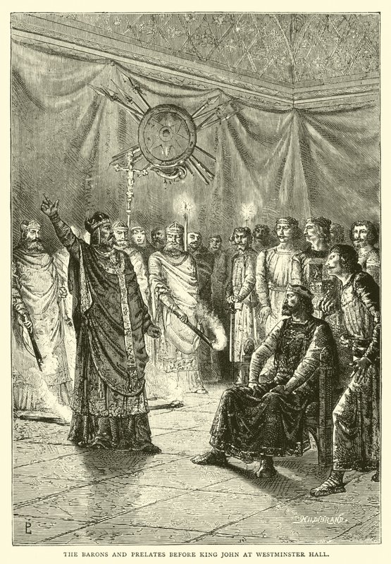 The barons and prelates before King John at Westminster Hall by English School