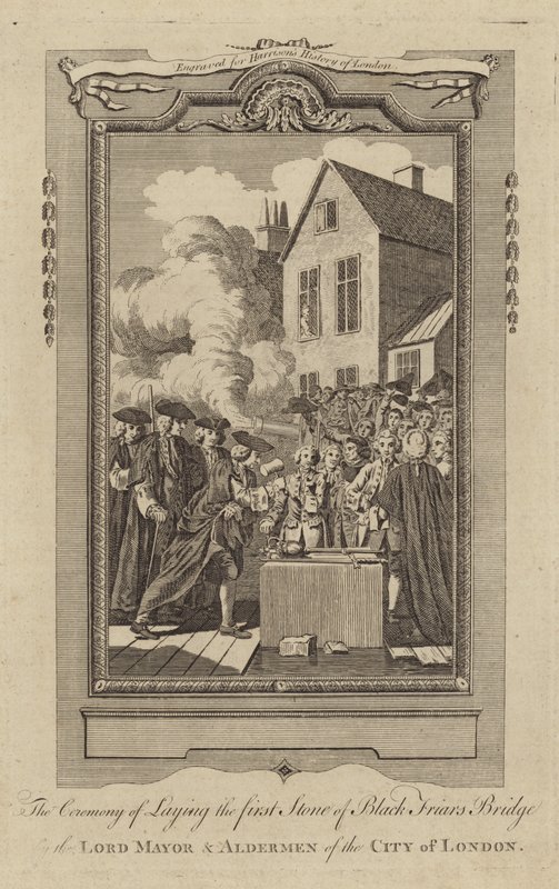 The ceremony of laying the first stone of Black Friars Bridge by English School