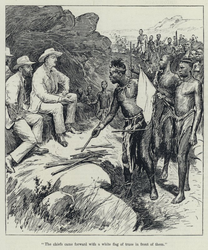 The chiefs came forward with a white flag of truce in front of them by English School