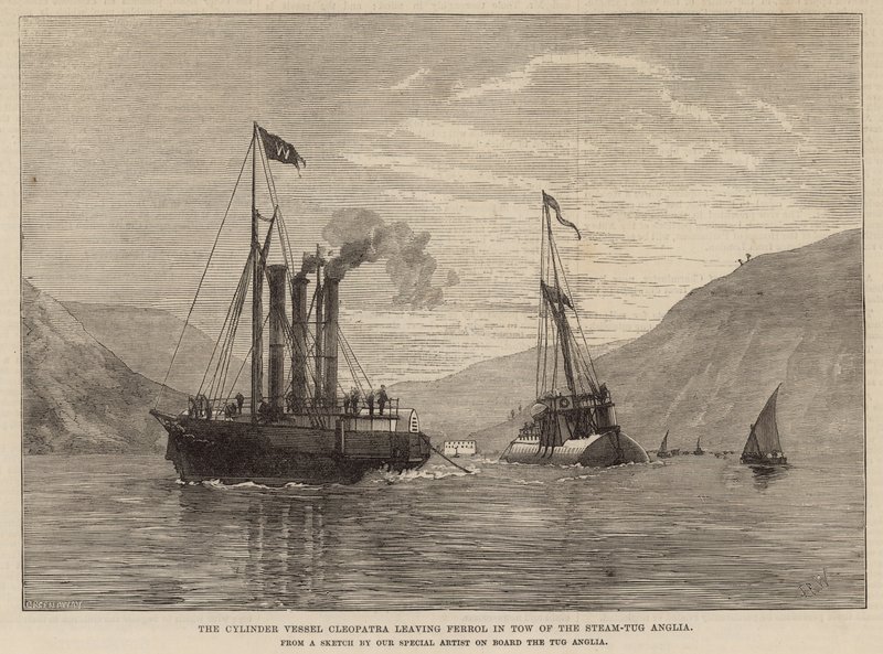 The Cylinder Vessel Cleopatra Leaving Ferrol in Tow of the Steam-Tug Anglia by English School