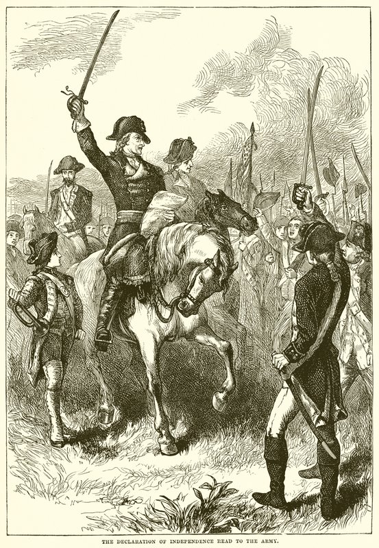 The declaration of independence read to the army by English School