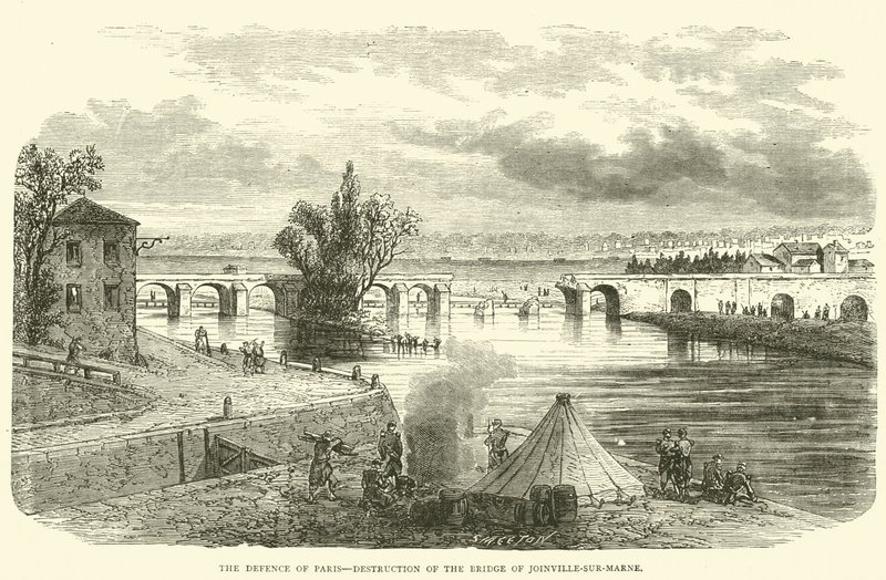The Defence of Paris, Destruction of the Bridge of Joinville-sur-Marne, November 1870 by English School