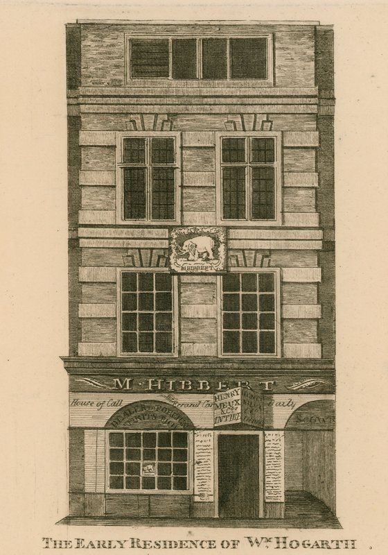 The early residence of William Hogarth, Fenchurch Street, London by English School