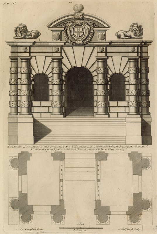 The Elevation of York Stairs to the River Thames Including a Plan of the Building by English School