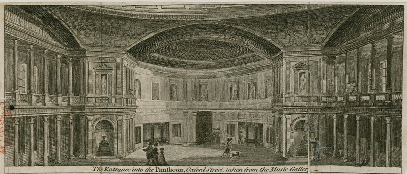 The entrance into the Pantheon, Oxford Street, London, taken from the music gallery by English School