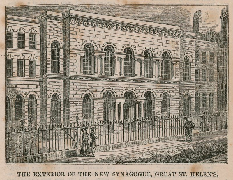 The Exterior of the New Synagogue, Great St Helens, London by English School