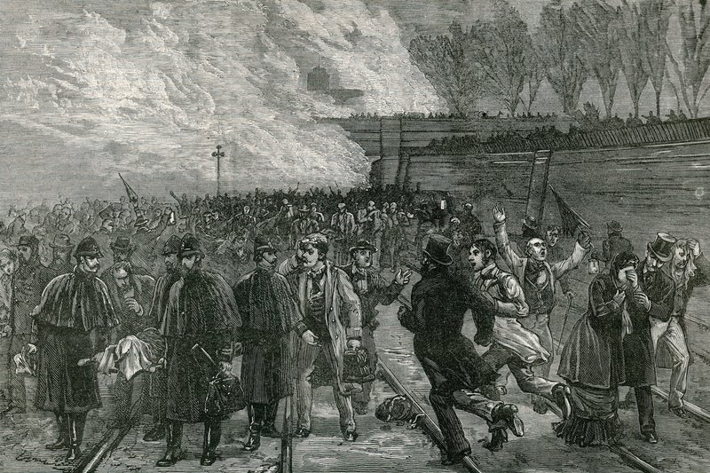 The fatal railway accident at Canonbury, bringing the wounded out of the tunnel by English School