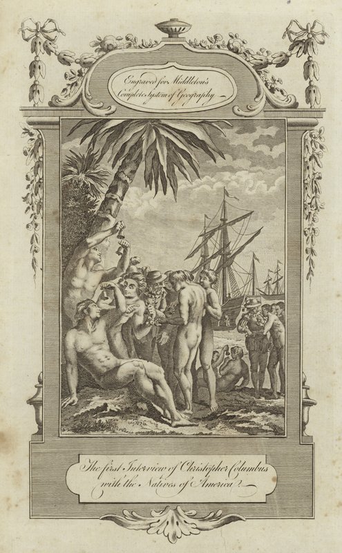 The First Interview of Christopher Columbus with the Natives of America by English School