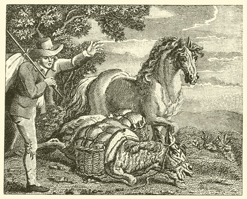 The Horse and the Loaded Ass by English School