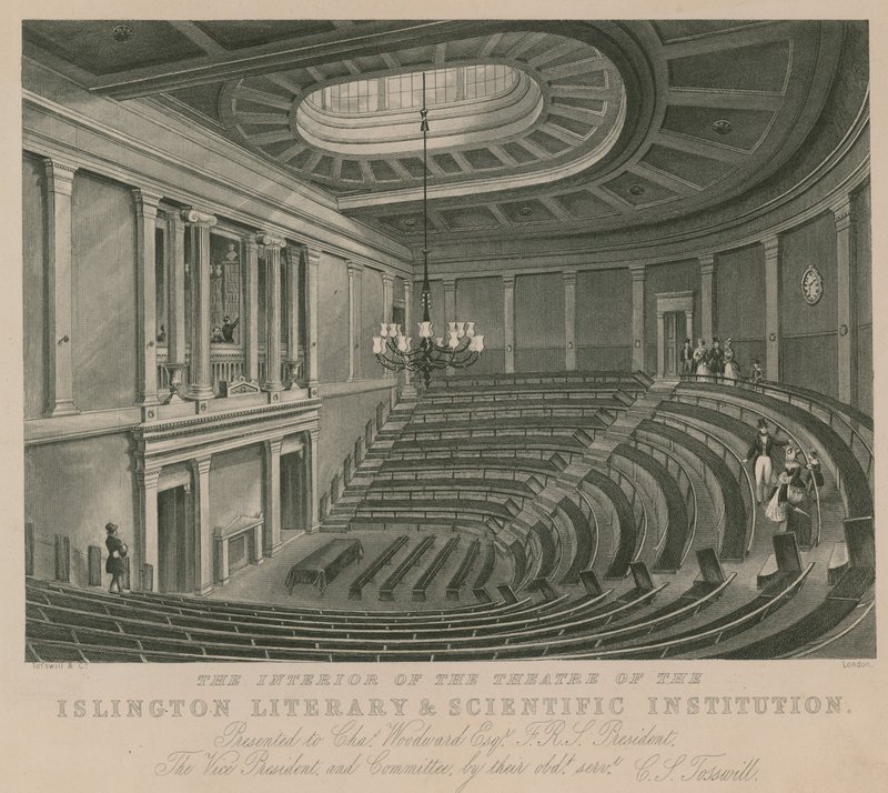 The interior of the theatre of the Islington Literary and Scientific Institution by English School