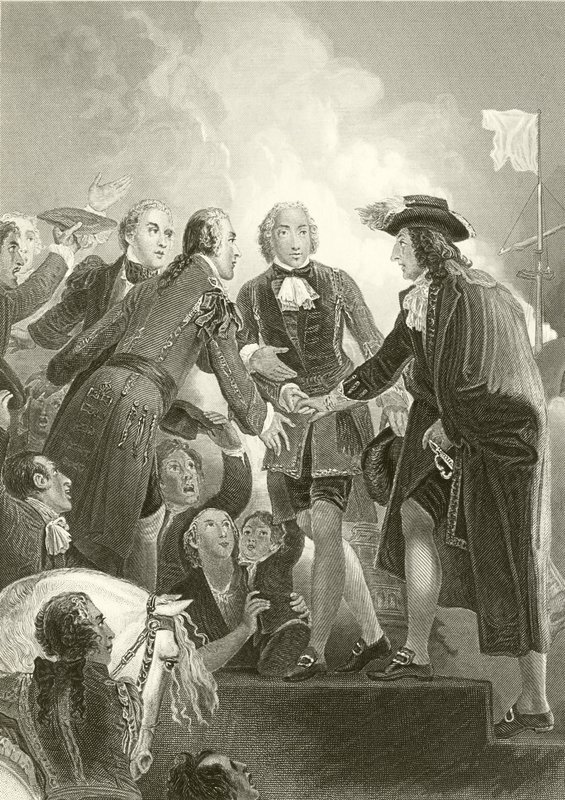 The Landing of William III at Torbay by English School