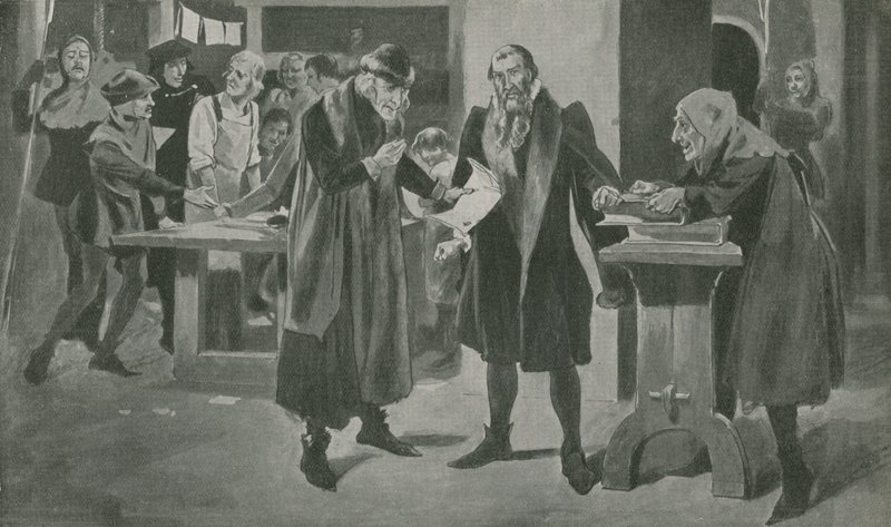 The Last Tribulation of Gutenberg, the Printer, on the Verge of Victory by English School