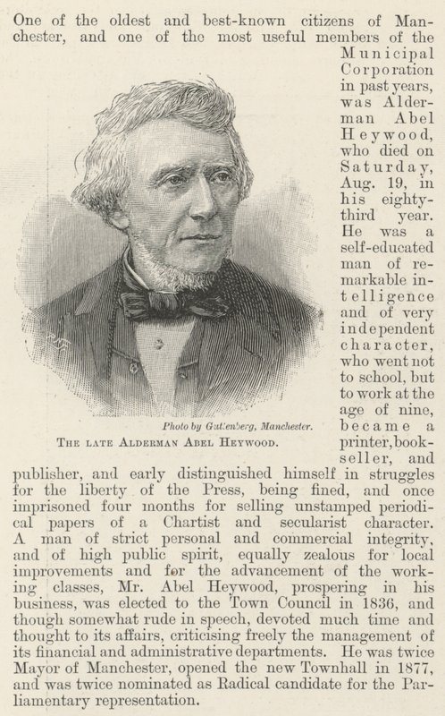 The Late Alderman Abel Heywood by English School
