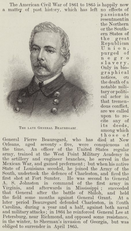 The Late General Beauregard by English School
