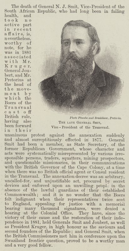 The Late General Smit, Vice-President of the Transvaal by English School