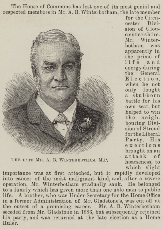 The late Mr A B Winterbotham, MP by English School