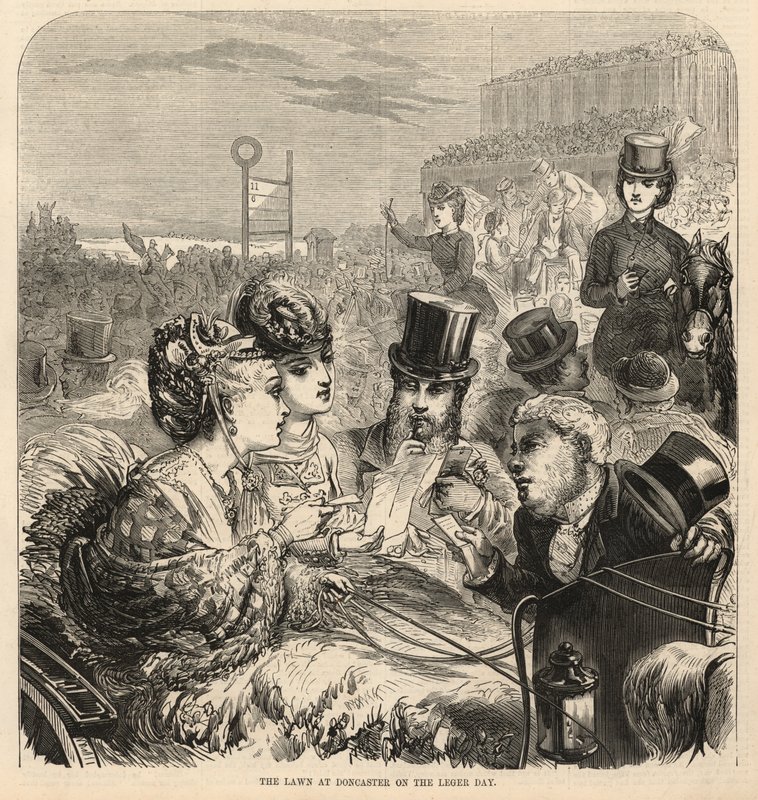 The lawn at Doncaster on the Leger Day by English School