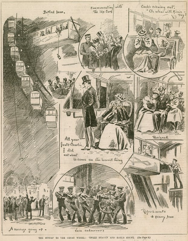 The Mishap to the Great Wheel, Twixt Heaven and Earls Court by English School