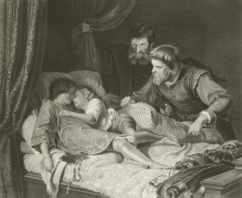 The murder of the Princes in the Tower by English School