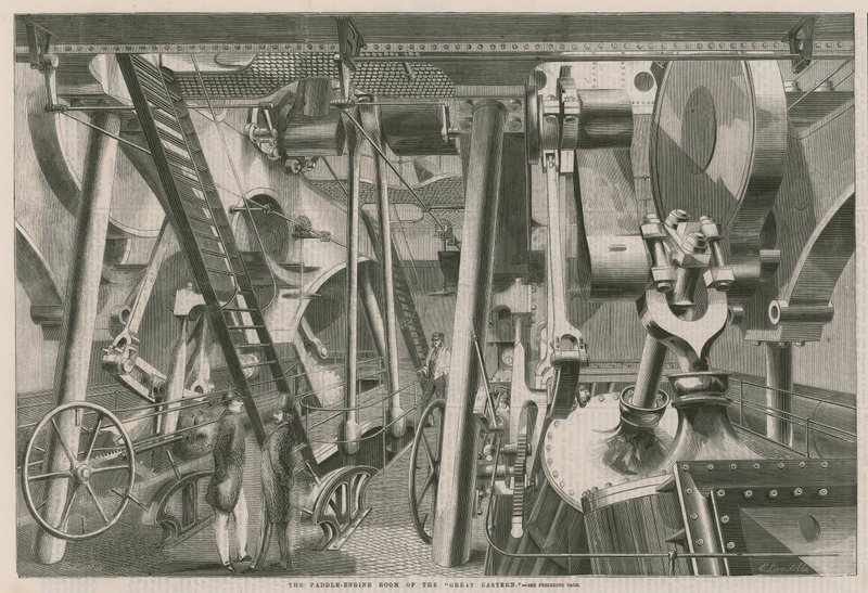 The paddle engine room of the Great Eastern by English School