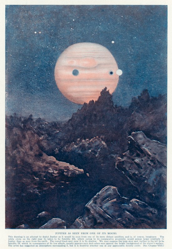 The planet Jupiter as seen from one of its moons by English School