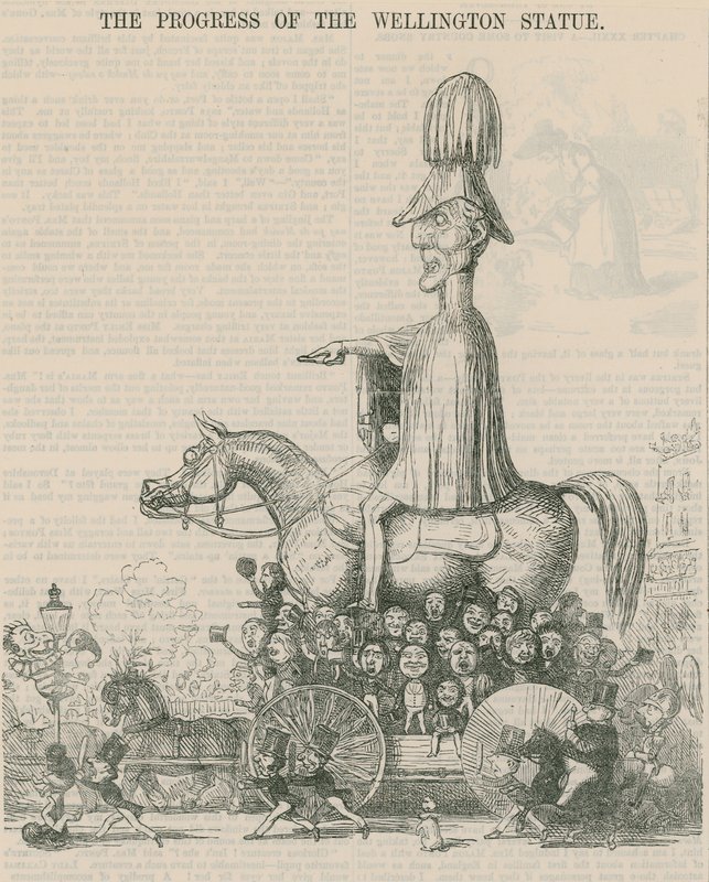 The progress of the Wellington Statue, cartoon by English School