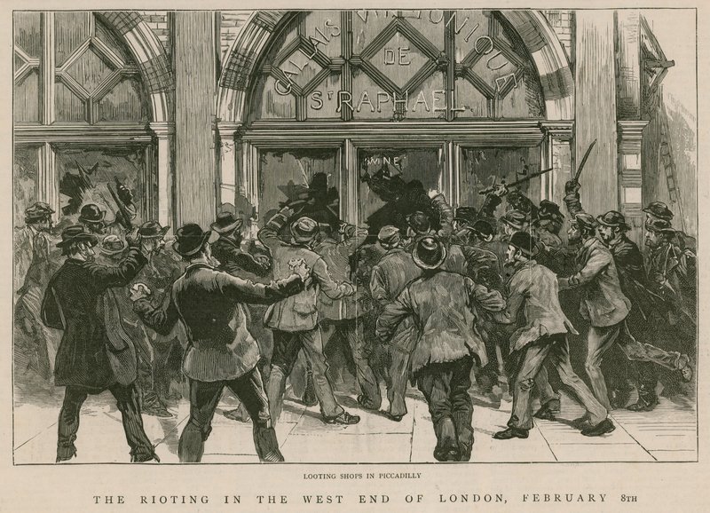 The Rioting in the West End of London, 8 February 1886: Looting Shops in Piccadilly by English School