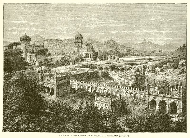 The Royal Necropolis at Golconda, Hyderabad by English School