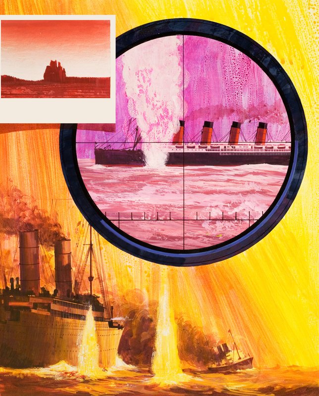 The sinking of the Lusitania by English School