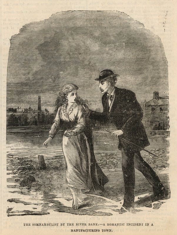 The Somnambulist by the River Bank by English School