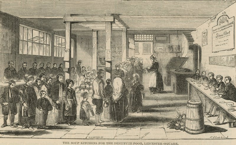 The Soup Kitchens for the Destitute Poor, Leicester Square, London by English School