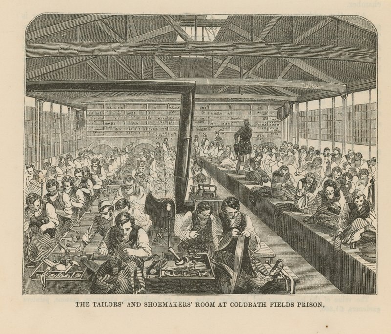 The Tailors and Shoemakers Room at Coldbath Fields Prison by English School