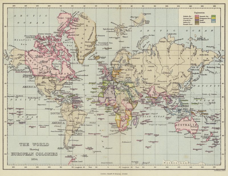 The World Showing European Colonies by English School