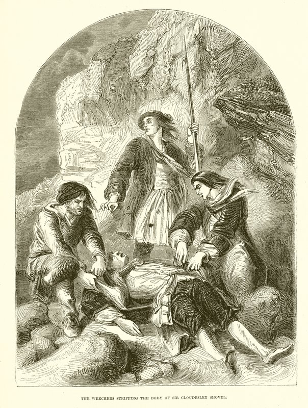 The wreckers stripping the body of Sir Cloudesley Shovell by English School