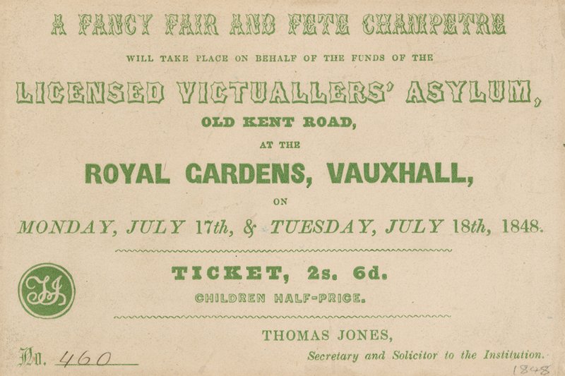 Ticket for A Fancy Fair and Fete Champetre at the Royal Gardens, Vauxhall, London by English School